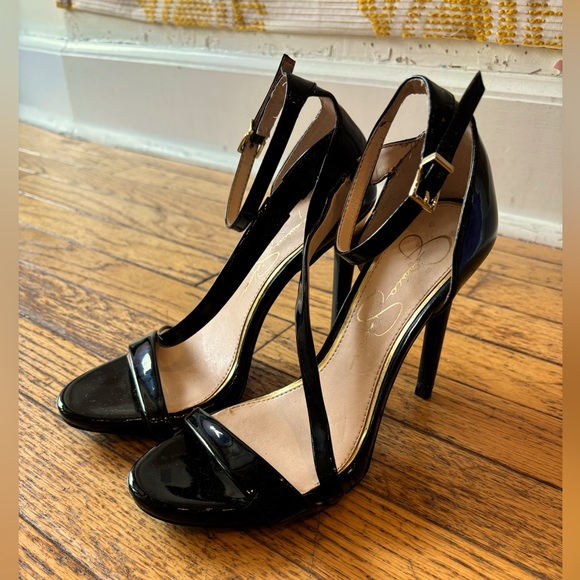 Jessica Simpson Black Strappy Heels Size 7.5 - Picture 1 of 6